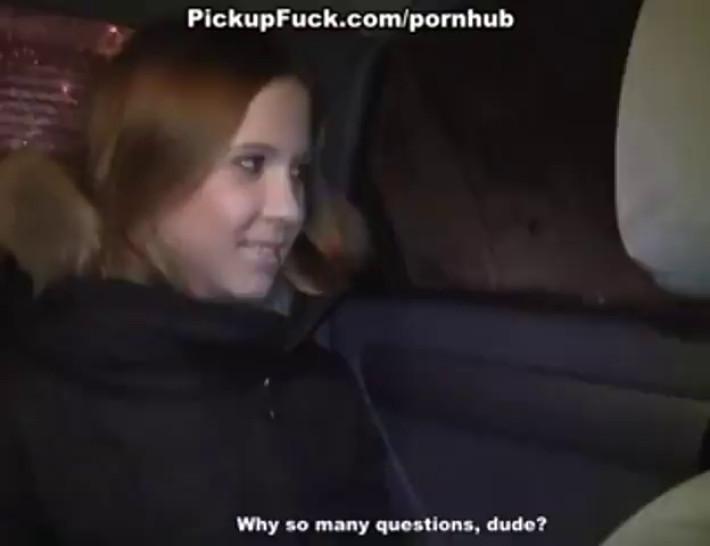 Sexy redhead fucked in a car