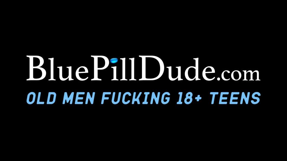 BLUE PILL DUDE - Ginger teen with small tits dicked and toyed by old guy