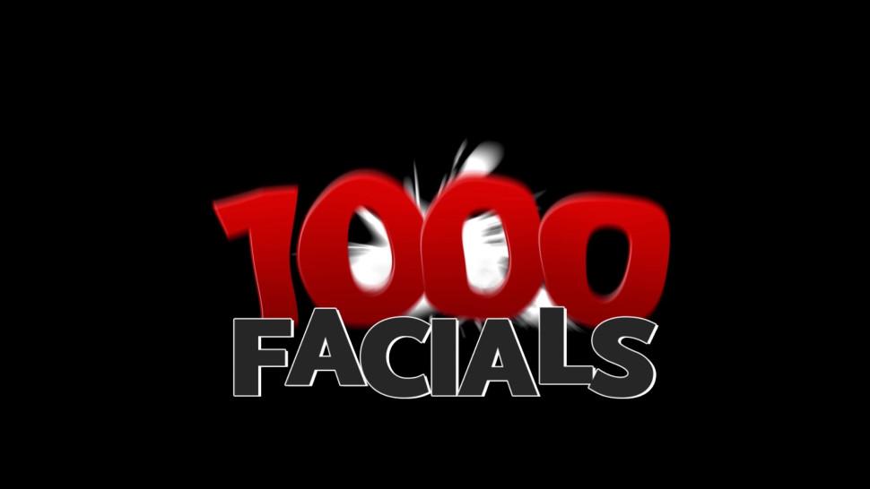 1000 FACIALS - Cute brunette's face full of cum!