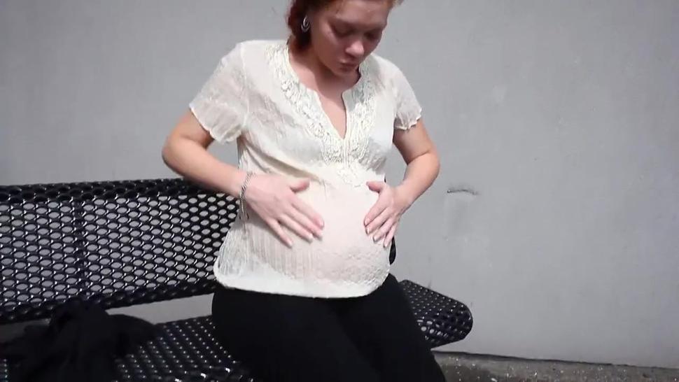 Redhead Pregnant Belly Play