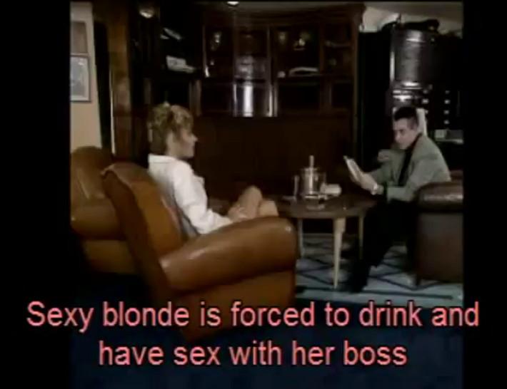 Sexy blonde is to drink and have sex with her boss