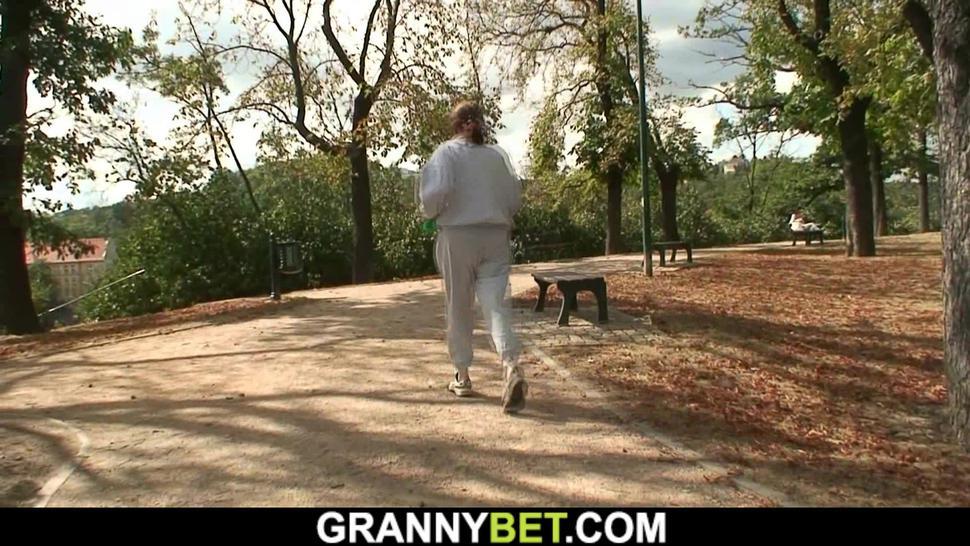 GRANNYBET - Younger guy heals very old busty grandma