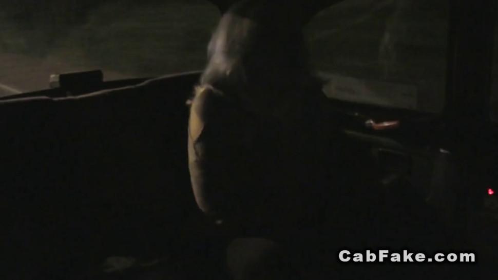 Cab driver bangs busty blonde at night