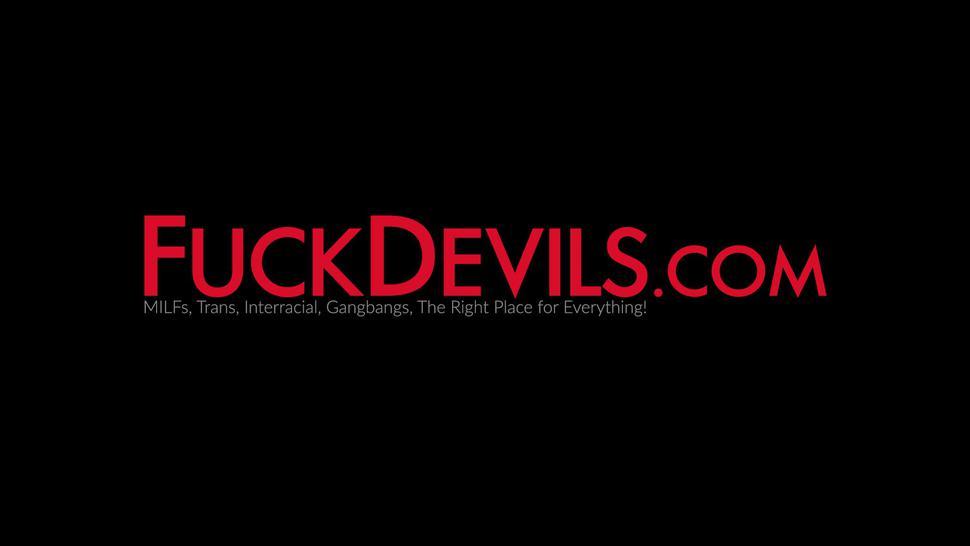 DEVILS VIDEOS - Voluptuous Asian chick has her pierced pussy banged rough