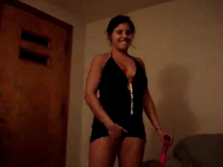 Latina plays with her pink friend