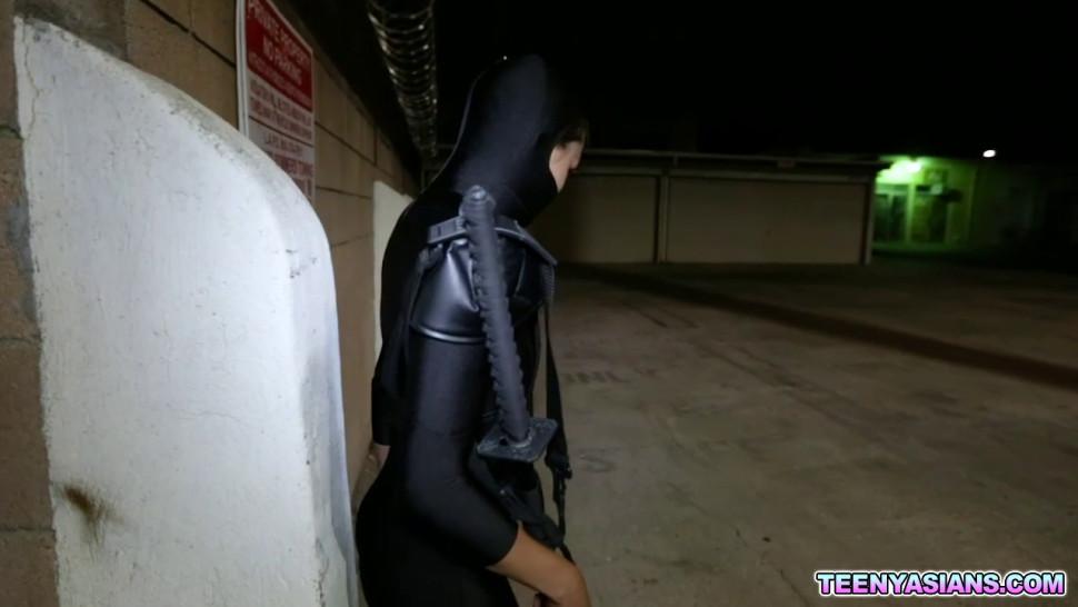 Sexy female ninja Kimberly Chi fucks with an officer