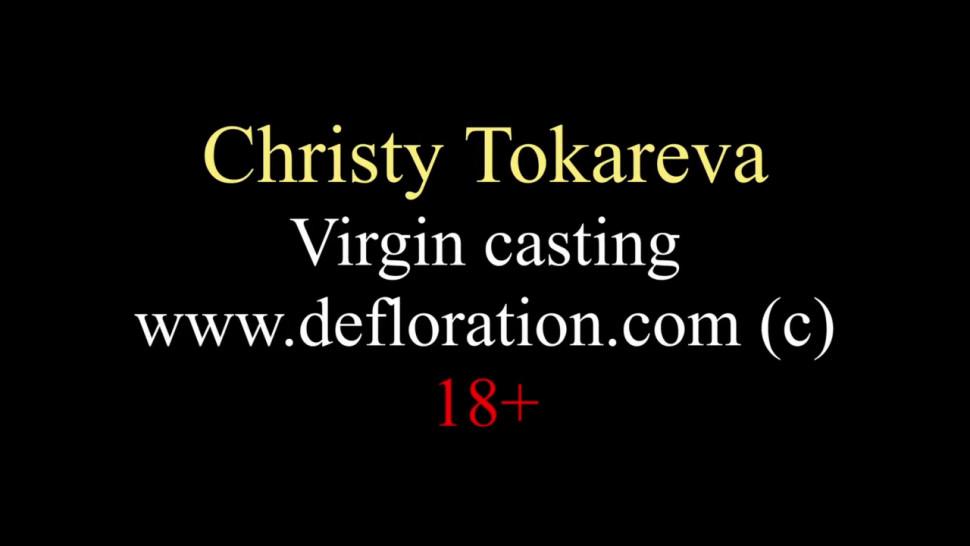 Virgin first time casting of Christy Tokareva on the bed