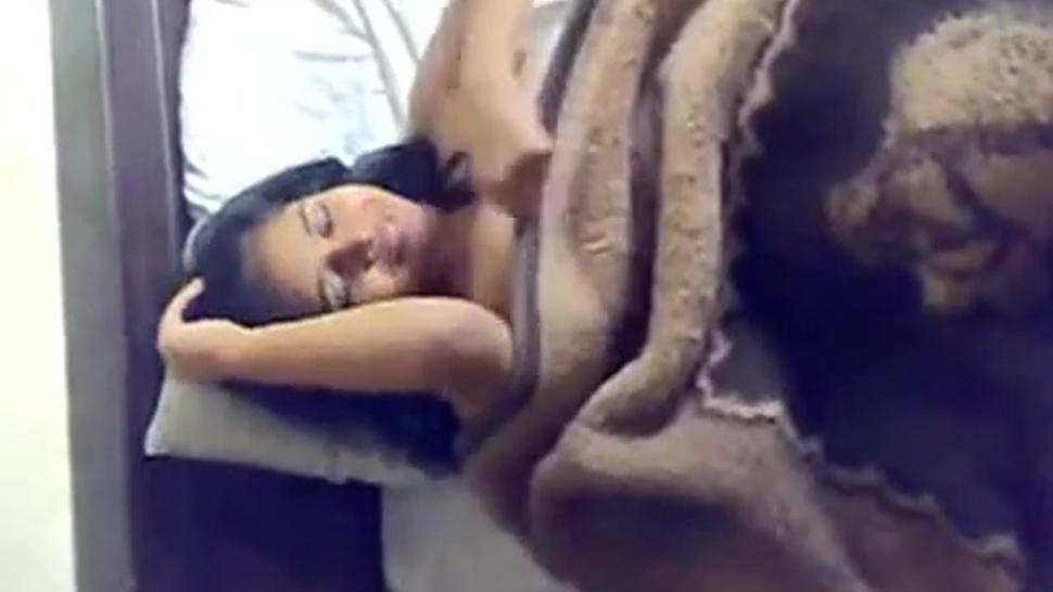 cute girl naked on bed bf captured