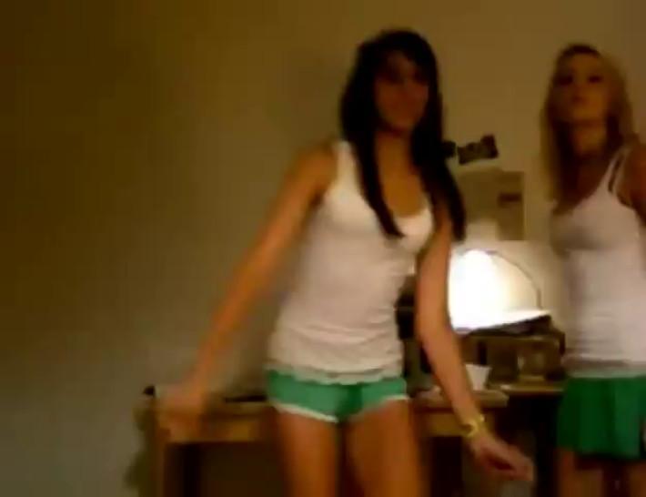 Two hot teens strips and kiss on webcam