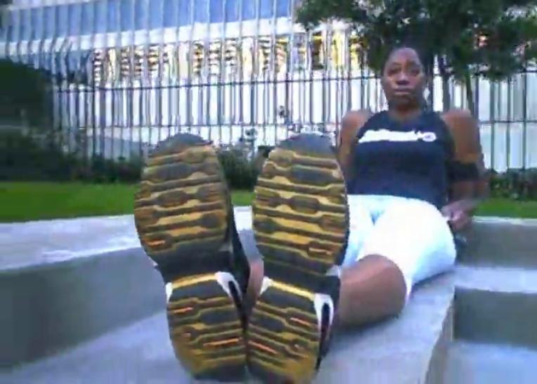 West Indies Sports Negress showing Black Ebony Feet and Soles for Footboys