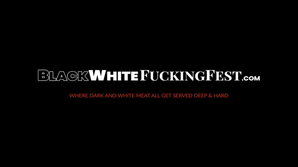 BLACK WHITE FUCKING FEST - Slutty woman has some fun sucking and banging black mamba
