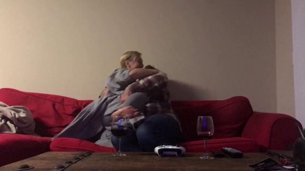 runk blonde wife drinks wine and gets eaten and fucked by neighbor