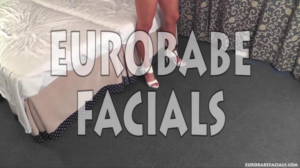 EUROBABECUMSHOTS - Cute girl gets face covered in cum