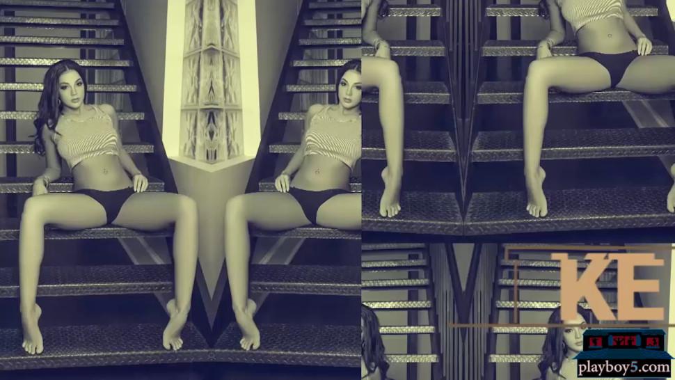 Big boobs exotic model Kelsi Shay strips off clothes