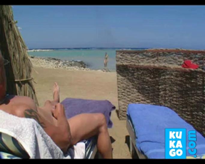 Nude Beach - Hot Pierced Big Boob Brunette Blowjob - video 2