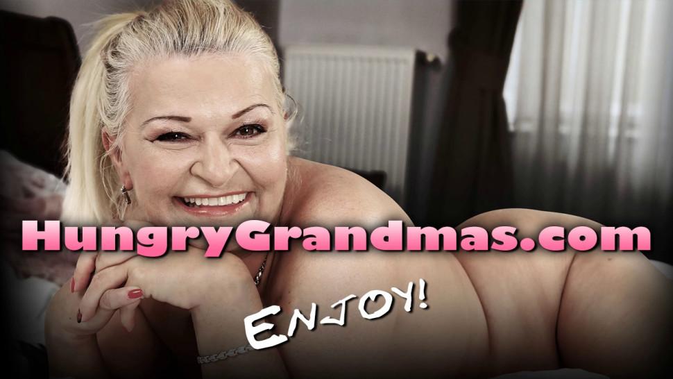 Horny stud screwing with big titted blonde granny