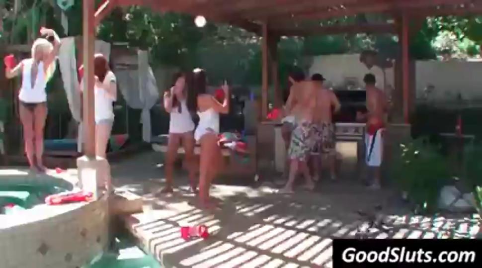 Lesbians having fun at pool party
