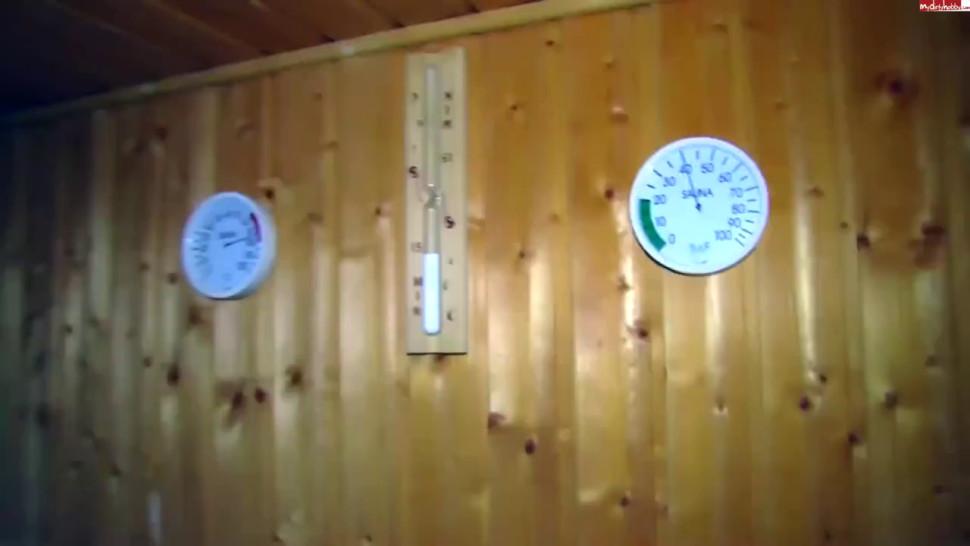 Sexy German Babe giving blowjob and fucking in a hot sauna