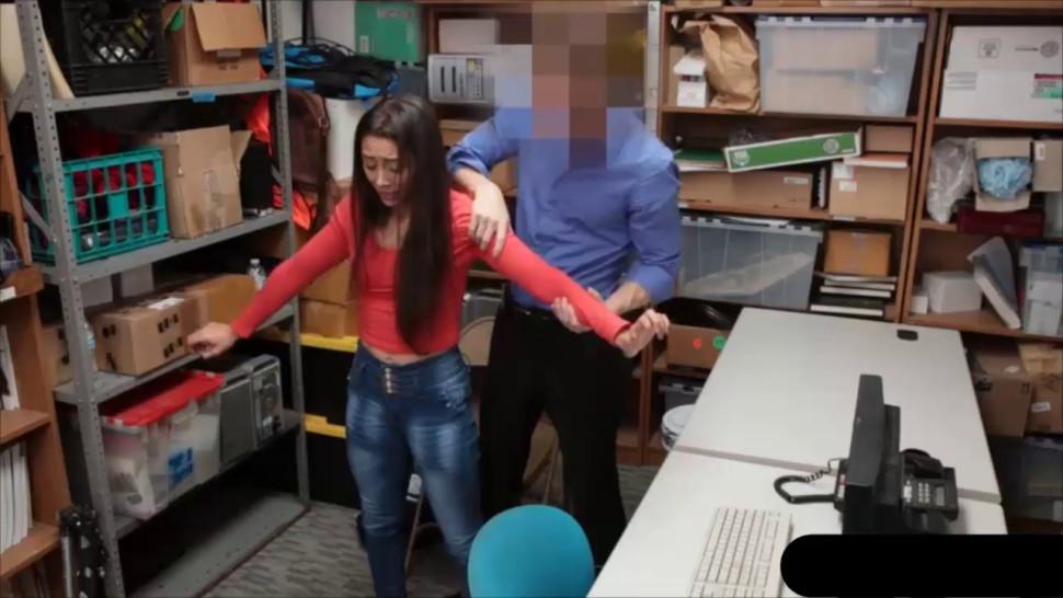 Latina teen thief strip searched and fucked by officer