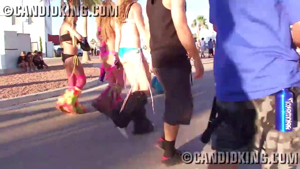 Teen ravers caught in booty shorts showing butt cheeks!