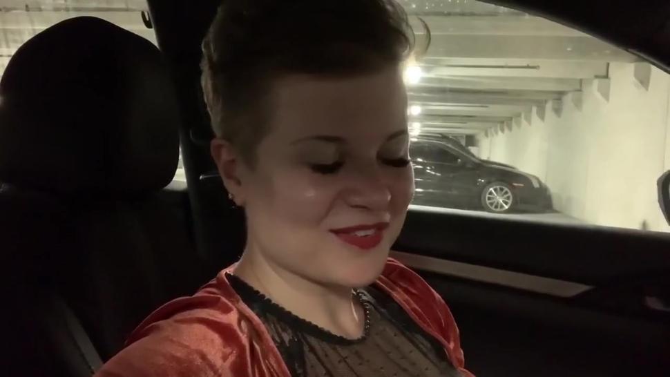 Dominatrix gf wants a quickie in the car. POV, Role-Play, Exhibitionist, Car Sex