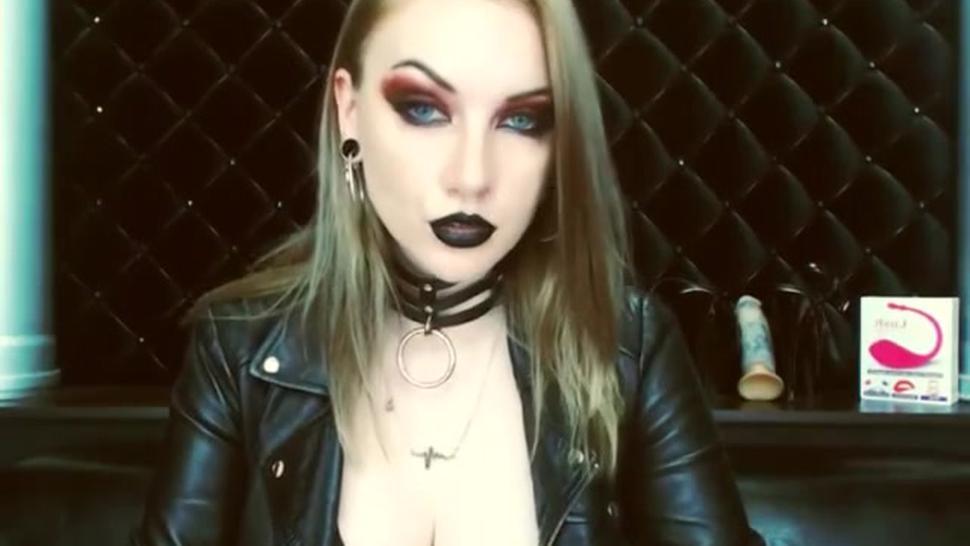 gothic Teen Girl in Leather Jacket femdom boots