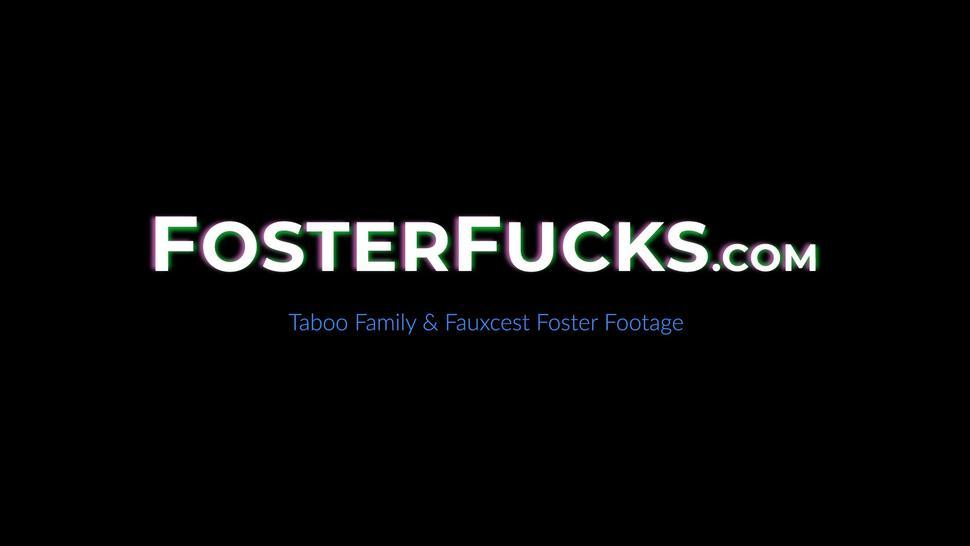 FOSTER FUCKS - Stunning teen Kenna James riding big cock in taboo threesome