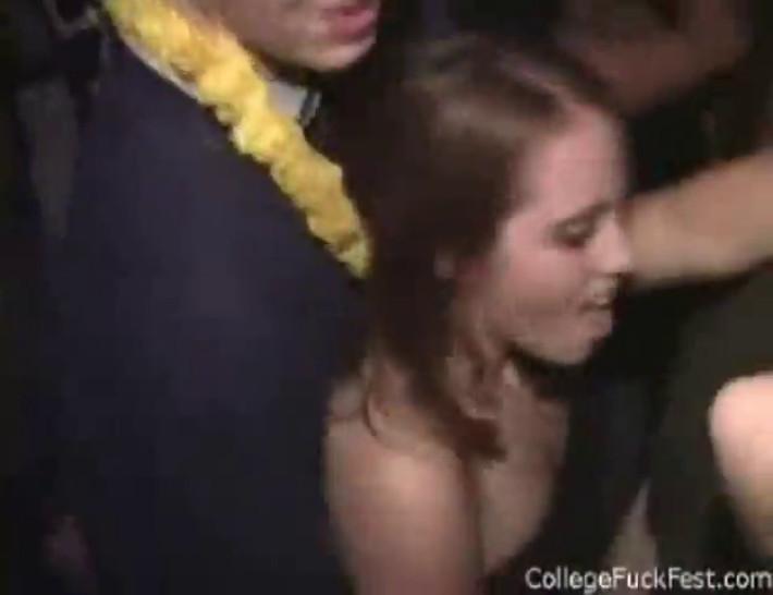 Horny couple takes centerstage fucking during a party