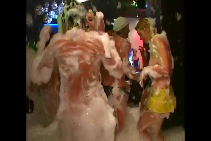 DRUNK SEX ORGY - Pornstar gets cum over her pussy at this hot foam party