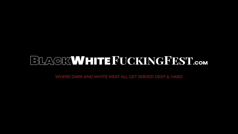 BLACK WHITE FUCKING FEST - Black Cutie Sucks on Big White Cock with Her Naughty Friend