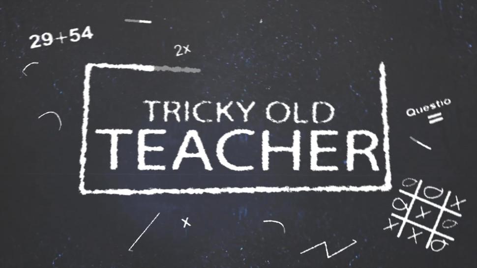 TRICKYOLDTEACHER - Mature Teacher Tries to Make Sexy Brunette Listen to Him