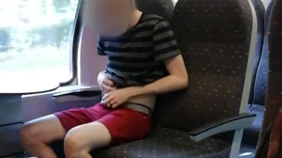 Stripping and jerking off in the train (almost caught by people waiting at the station)