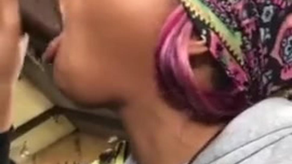 Sexy hood black girl gives the sloppiest head ever