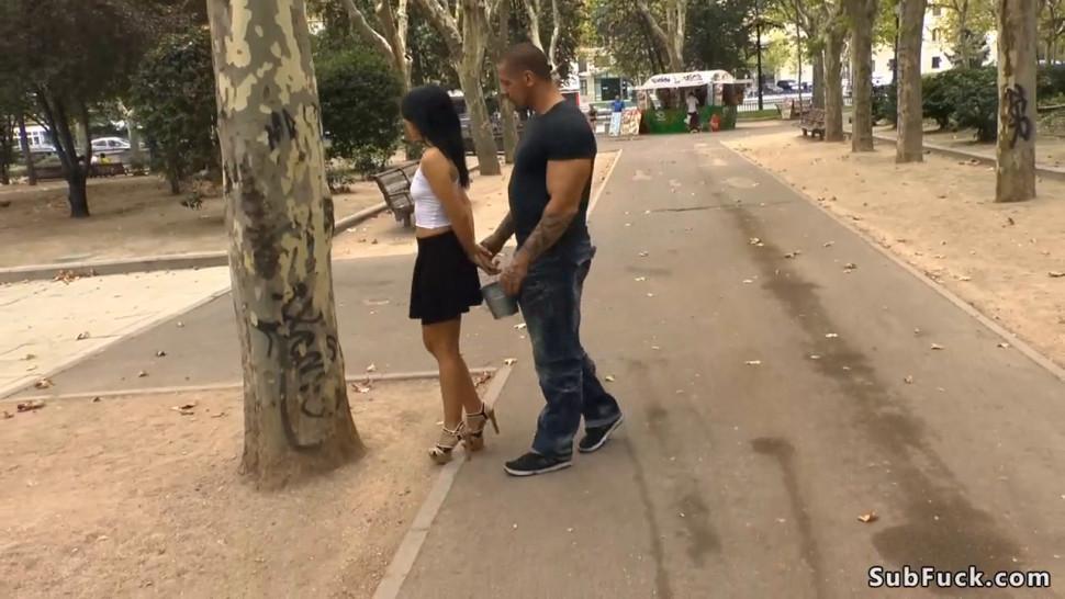 Spanish slut bound paraded in public