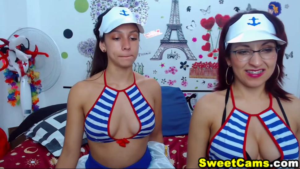 SWEETCAMS - Pretty Lesbian Sailors Fuck Each Other On Their Room
