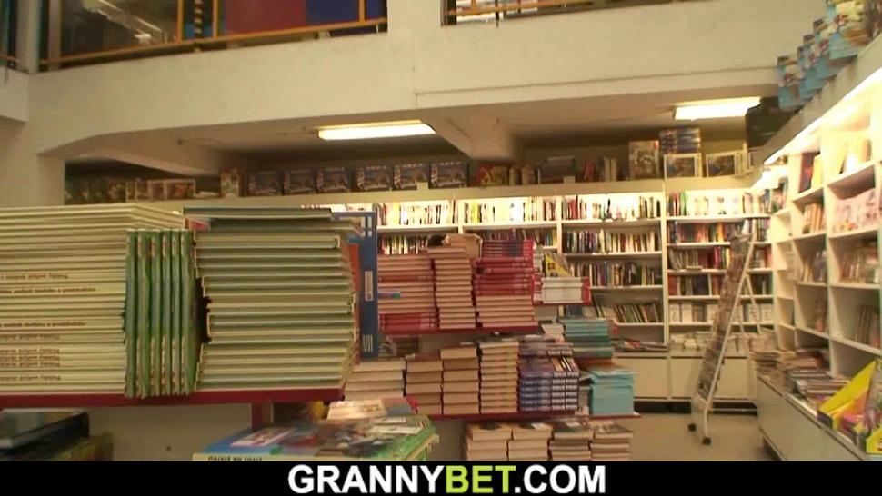 GRANNYBET - Busty bookworm mature is picked up for cock riding