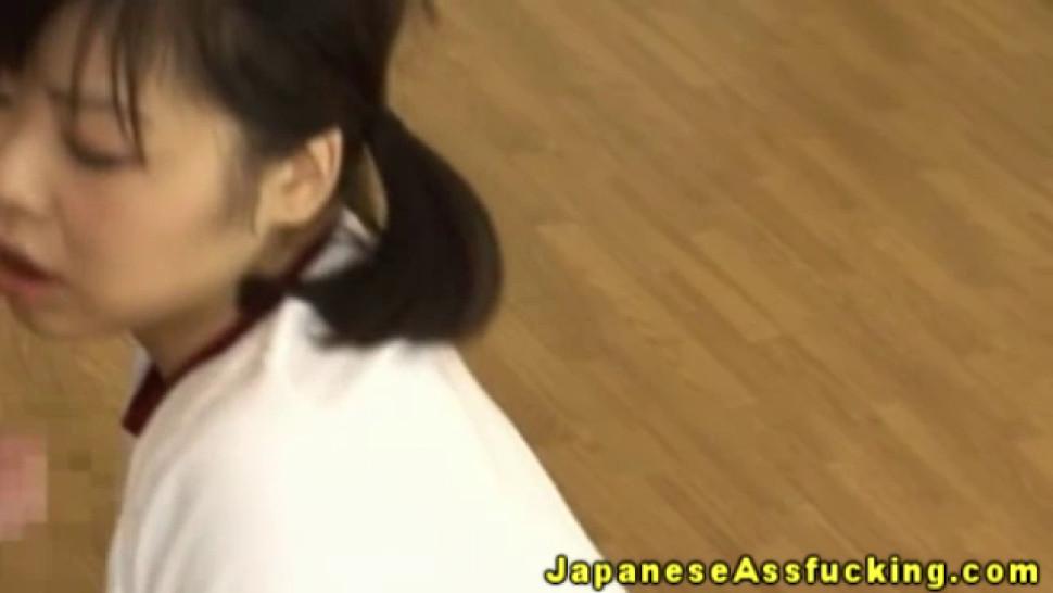 Japanese schoolgirl gets ass slammed