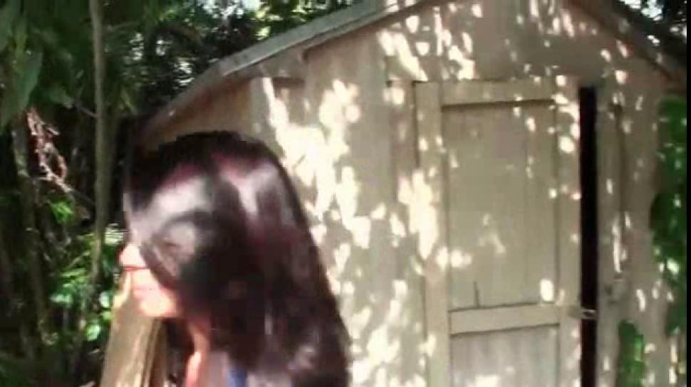 Lusty ex-GF giving a fine blowjob in POV style outdoors