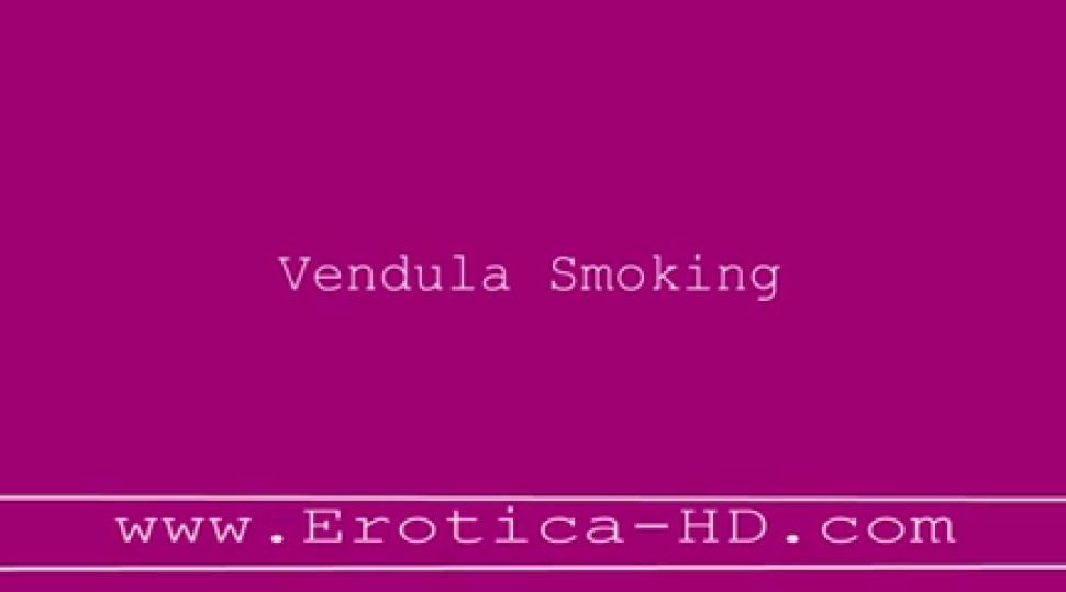 Vendula smoking and rubbing her pussy