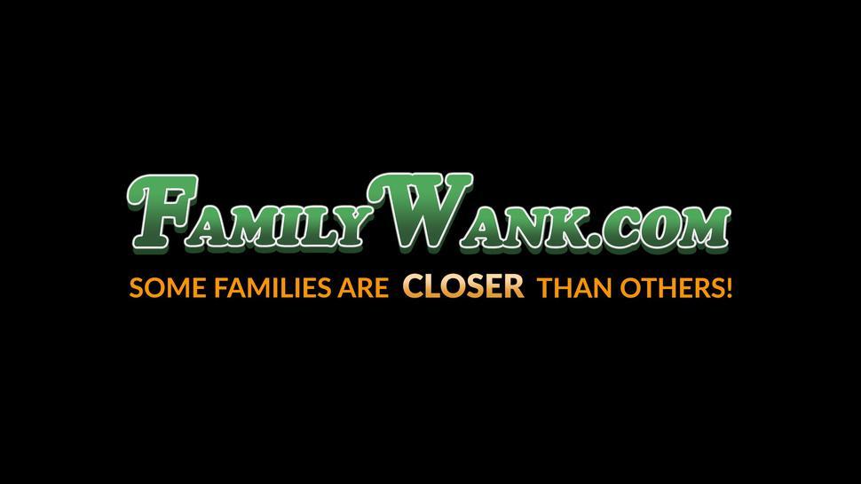FAMILY WANK - Kinky Nikki Venom blows and rides gamer stepbrother hard