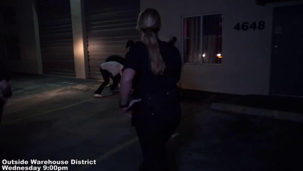 Black dude gets arrested and fucked by two horny cops after looking in the hood for the biggest cock