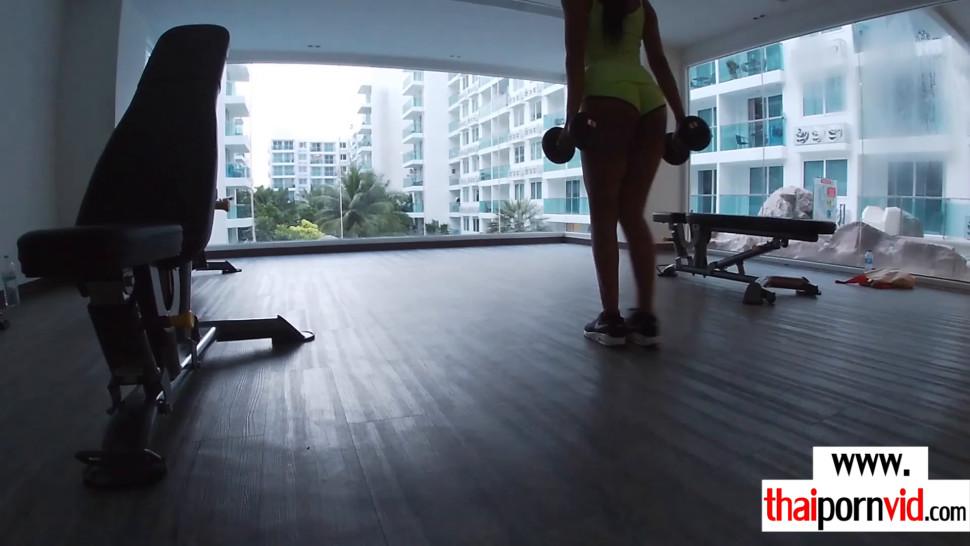 Asian teen enjoys hardcore amateur sex after workout