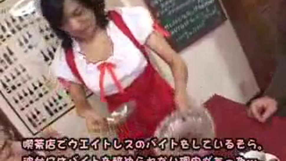 Cute Asian Waitress Giving The Boss A Blowjob