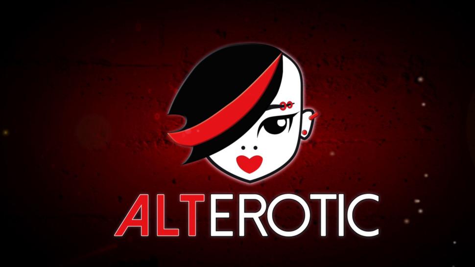 ALTEROTIC - Tattooed babe Mallory Maneater sucks two cocks in a box