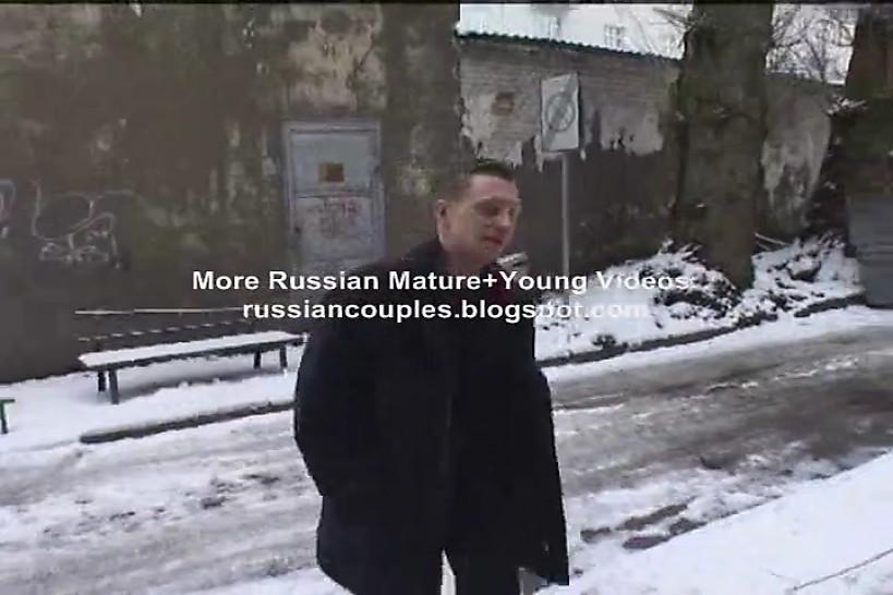 Russian boy fucking a mature lady in fur