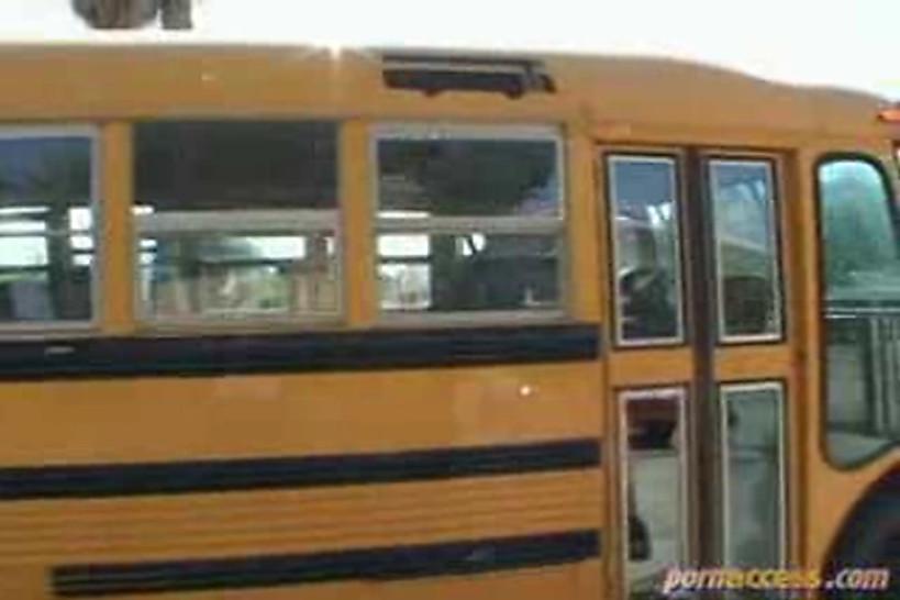 Schoolgirl alone in the bus