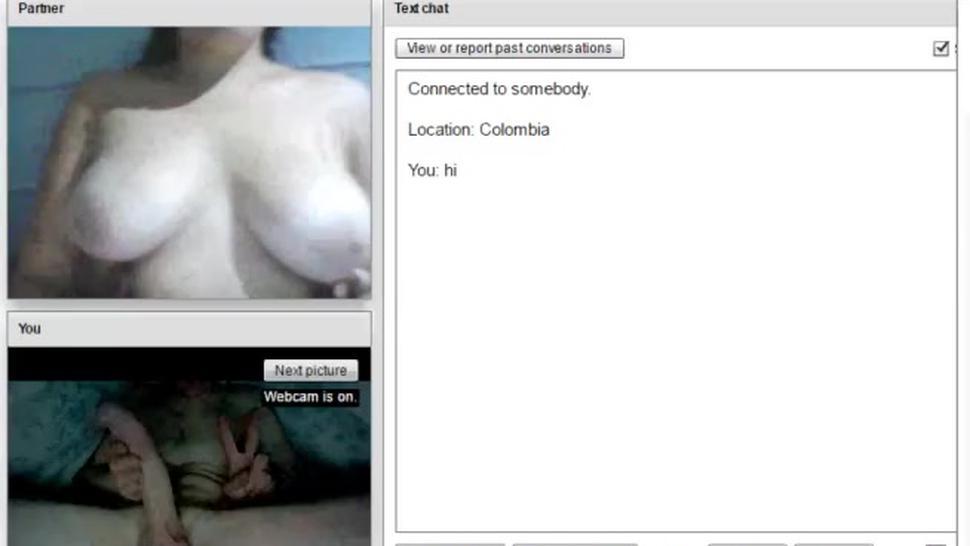 Chatroulette, busty girl sucks fingers