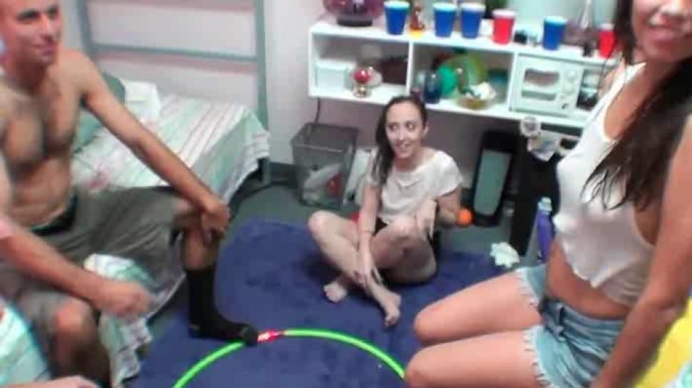 Sex games at college dorm room orgy party