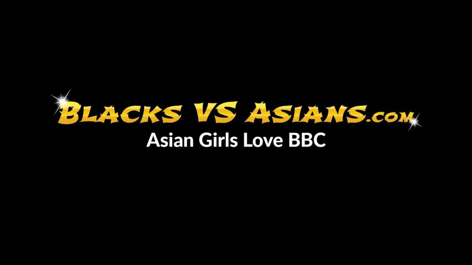 BLACKS VS ASIANS - Tiny Japanese beauty ass hammered in BBC threesome