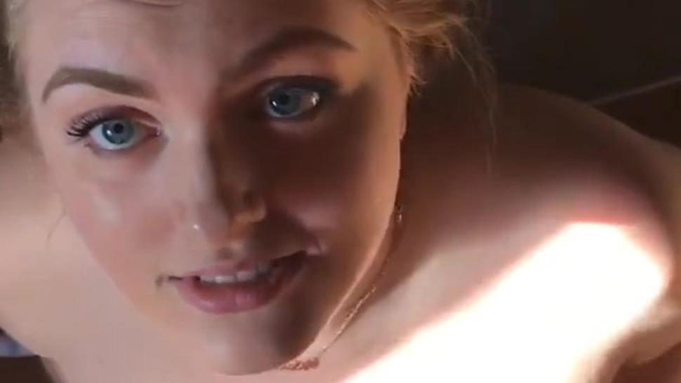 Thick cum - Young beauty accidently milks out thick cum in her own eye